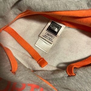The North Face Heather Gray and Bright Orange Hoodie